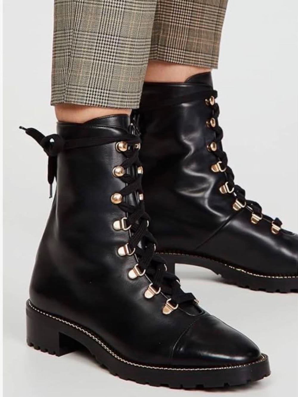 Stuart Weitzman Kolbie Black Lace-Up Boots